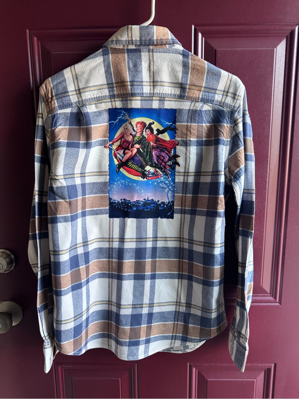 George Plaid Shirt Jacket with Graphic Back Panel - Blue & Brown & White